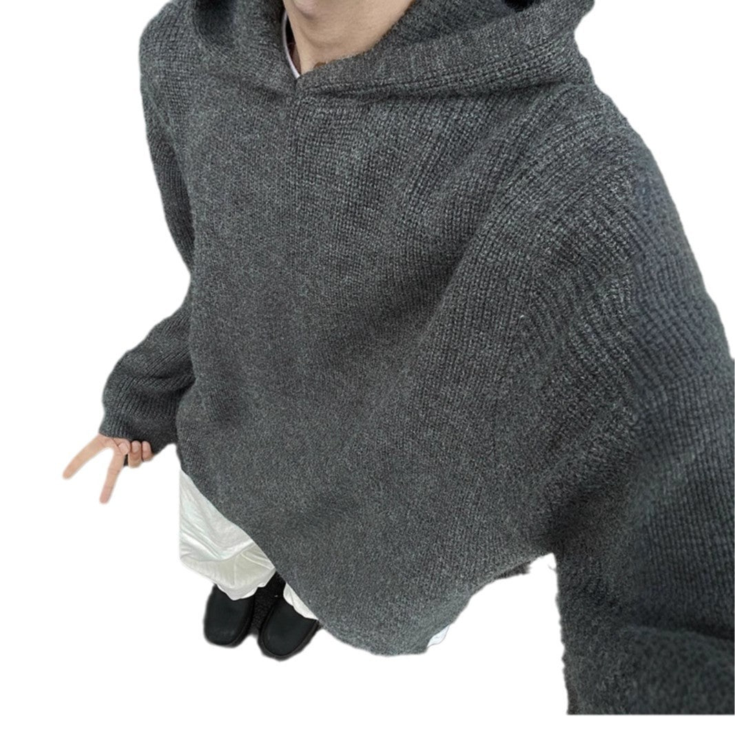 Laid-back Hooded Sweater For Men A Loose Casual Knit Top