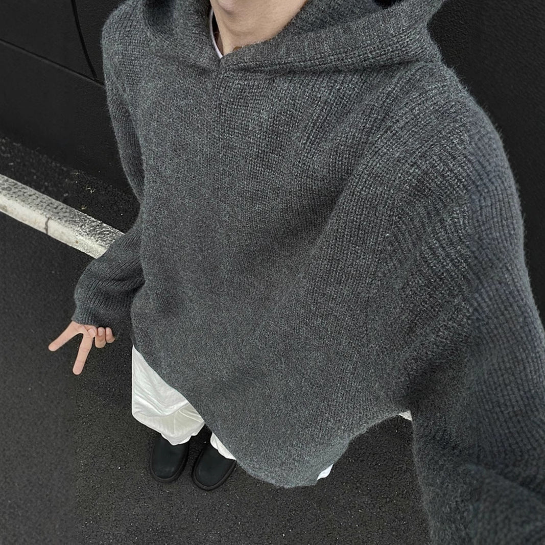 Laid-back Hooded Sweater For Men A Loose Casual Knit Top